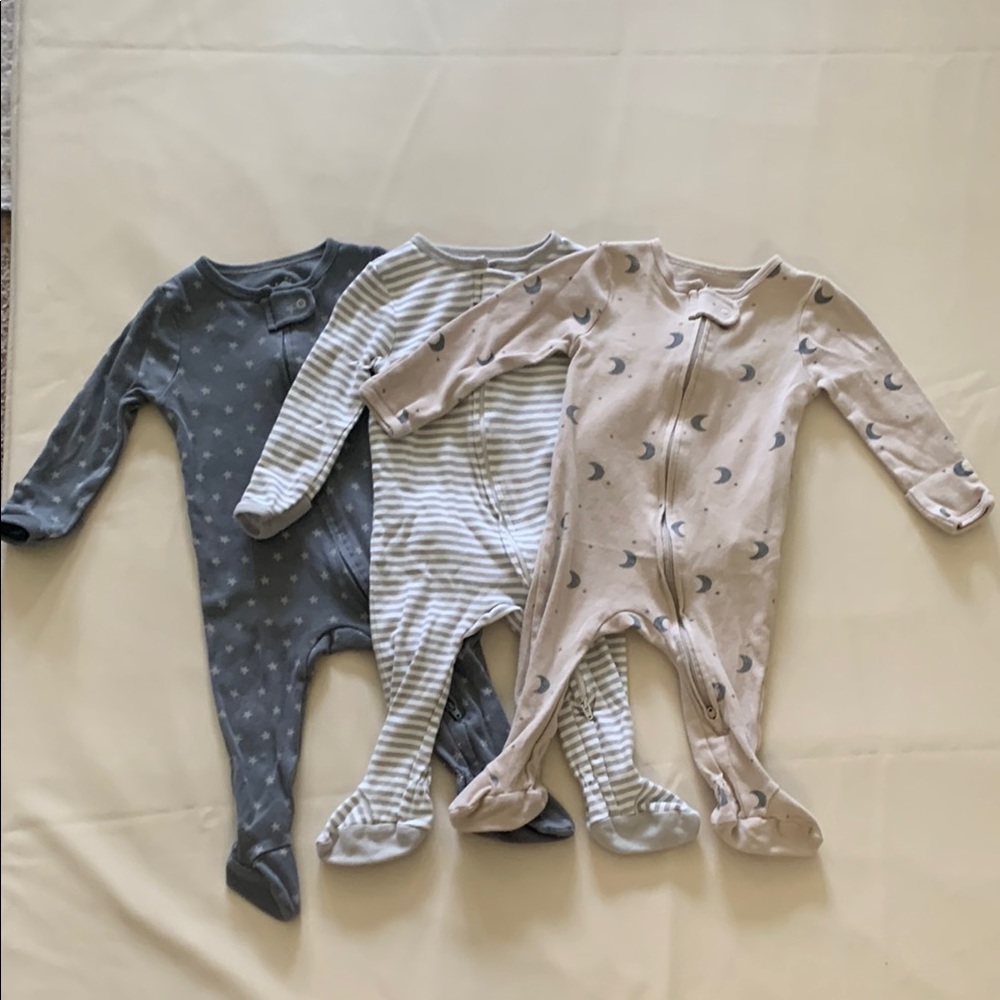 Kids One Piece Set of 3 - Gray, Cream, and Tan Cloud Island - 6/9months